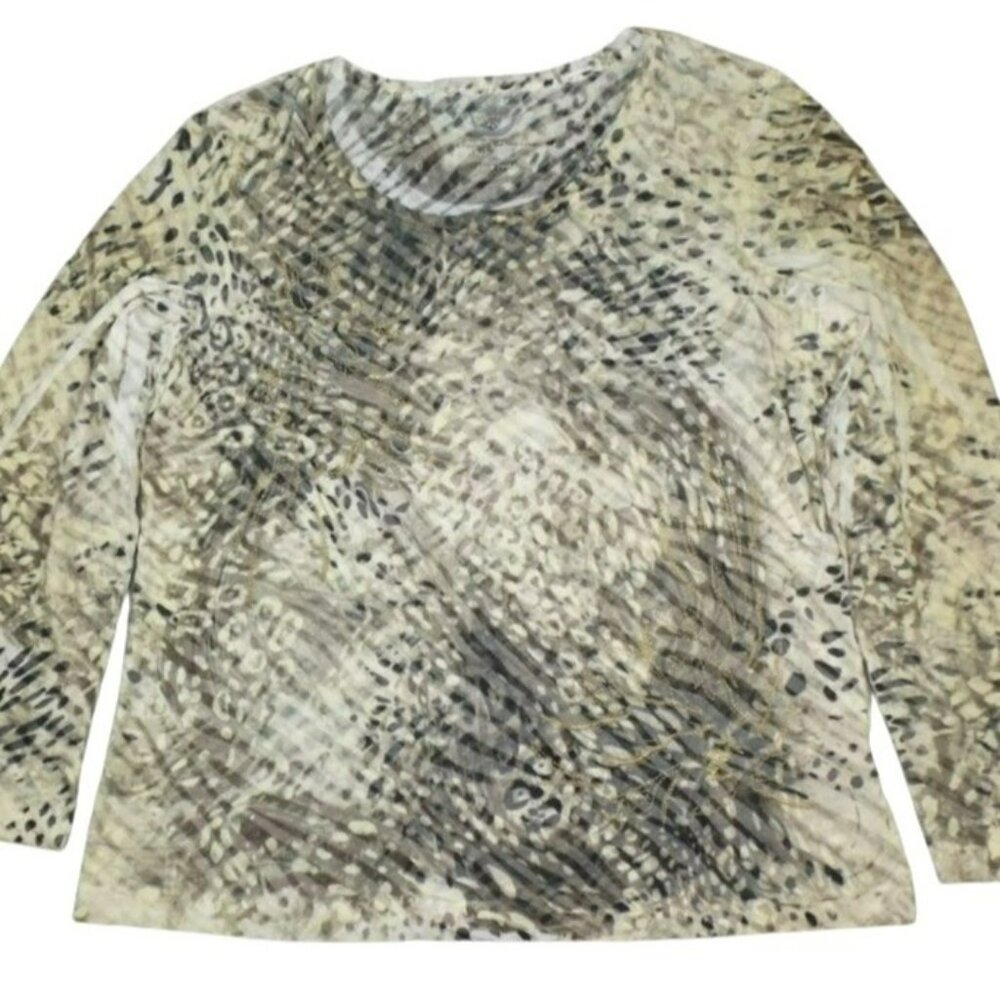 Women Semi-Transparent Stretchy Knit Top with Gold Tone Stitching    JH865